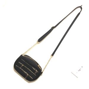 Black Purse with gold Zips